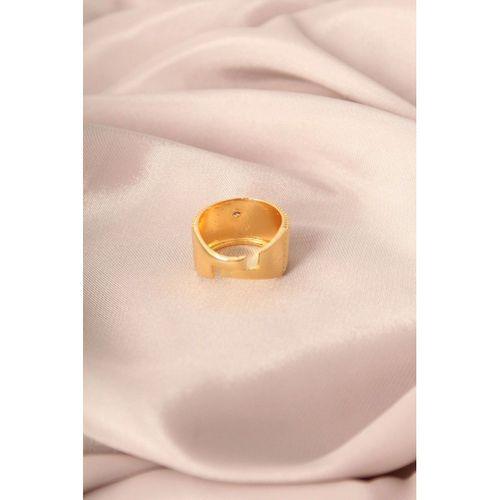 Gold Renk Metal Zirkon Taşlı Kalp Model Ayarlanabilir Kadın Yüzük