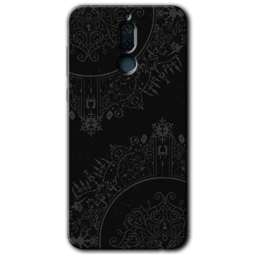 Huawei Mate 10 Lite Kılıf HD Desen Baskılı Arka Kapak - Siyah Mandala + Kırılmaz Cam