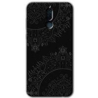 Huawei Mate 10 Lite Kılıf HD Desen Baskılı Arka Kapak - Siyah Mandala + Kırılmaz Cam