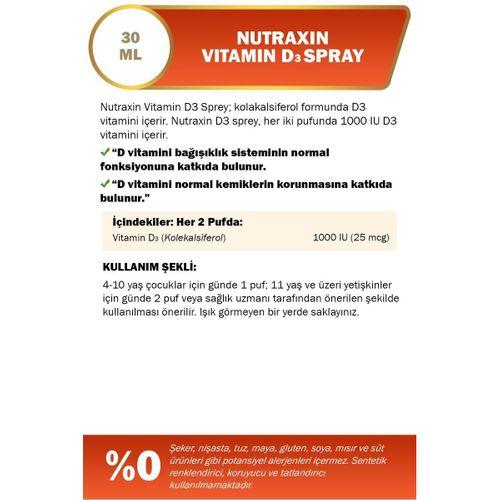 Nutraxin Nutraxin Vitamin D3 1.000 IU Sprey 30 ML - D3 Vitamini Sprey 1000 IU
