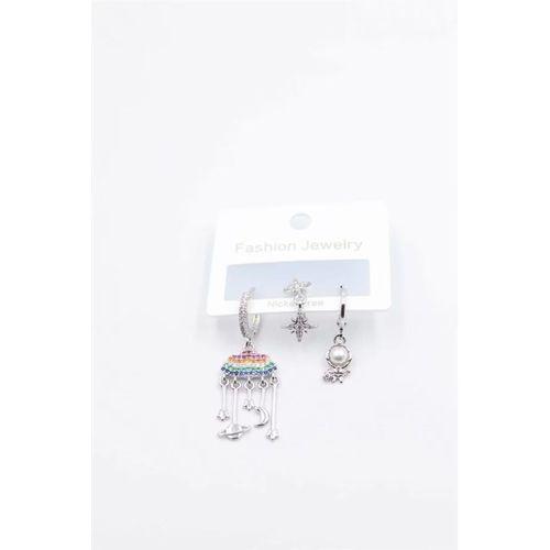 3'lü Bulut Küpe - Gümüş