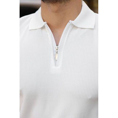 Erkek Fermuarlı Yakalı Kısa Kollu Tshirt
