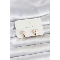 Pirinç Gold Renk Mineli Kalp Kiraz Model Çocuk Küpe