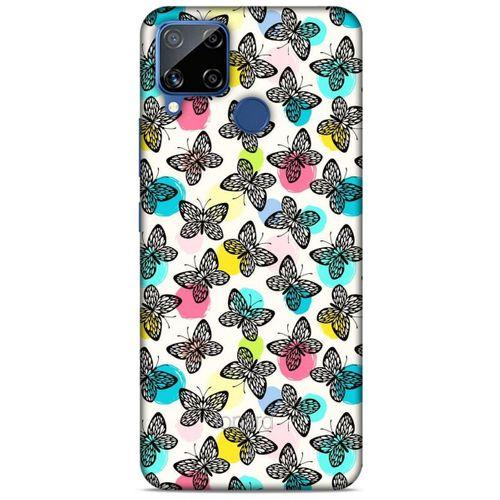 Oppo Realme C15 Kılıf Kelebek Etkisi (36) Glitter Kılıf Sarı Pembe