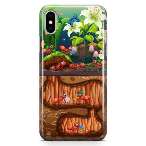 Apple iPhone X Kılıf Karınca Yuvası Arka Kapak Koruma Desenli Full Koruyucu