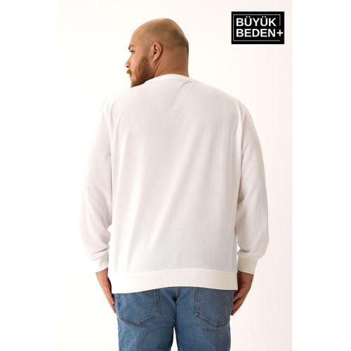 Erkek Büyük Beden Bisiklet Yaka ince Sweatshirt SPR24BSW56