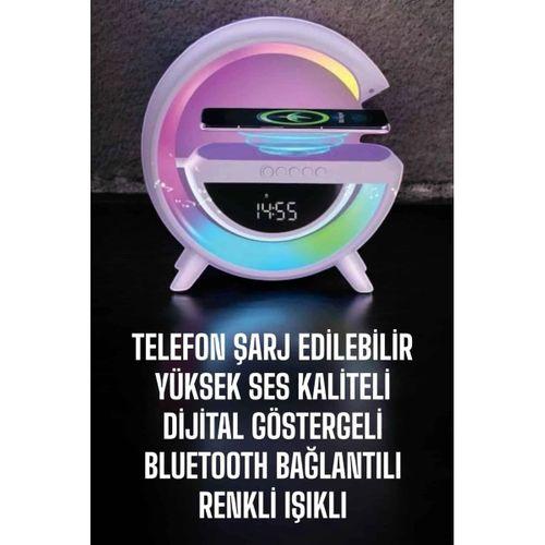 Bluetooth Hoparlör 15w Kablosuz Hızlı Şarj Led Gece Lambası