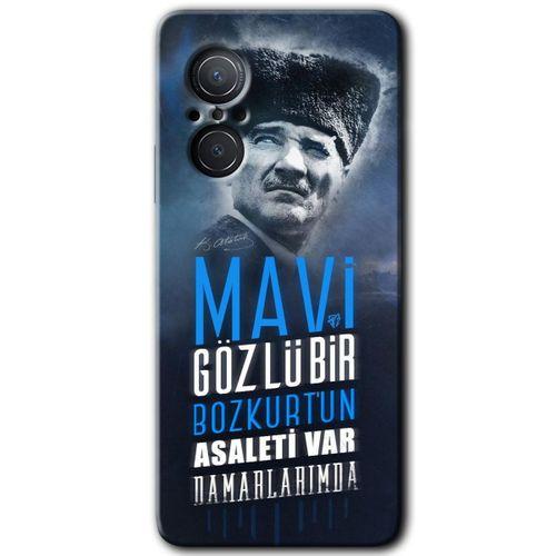MRCİLETİSİM Huawei Nova 9 SE Kılıf HD Desen Baskılı Arka Kapak+Temperli Cam - Bozkurt Atatürk