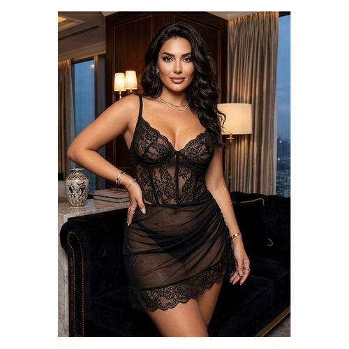 Kadın Siyah Dantelli Gecelik