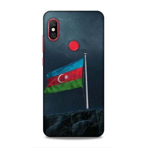 Xiaomi Redmi Note 6 Pro Uyumlu Kılıf Azarbaijan (27) Tasarımlı Kılıf Mavi Beyaz