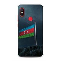 Xiaomi Redmi Note 6 Pro Uyumlu Kılıf Azarbaijan (27) Tasarımlı Kılıf Mavi Beyaz