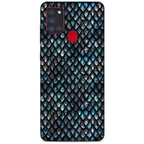 Samsung Galaxy A21s Kılıf Dragons (10) Full Koruma Kılıfı Ejderha Skin Mavi Beyaz
