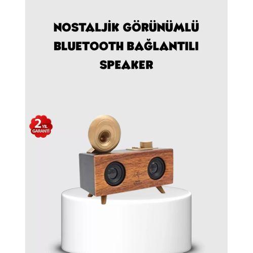 Retro Gramofon Tasarımlı Bluetooth Hoparlör – 3d Stereo Ses, 1800 Mah Batarya
