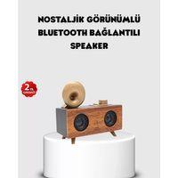 Retro Gramofon Tasarımlı Bluetooth Hoparlör – 3d Stereo Ses, 1800 Mah Batarya