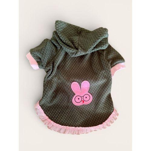 BunnyPop Kapüşonlu Köpek Elbisesi – Yeşil Pembe