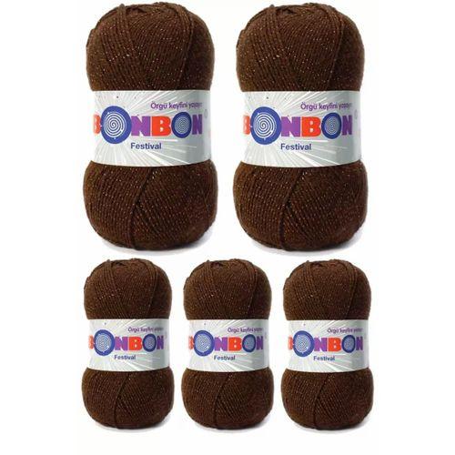 5 Adet Festival Simli Örgü İpi Yünü Renk No:219