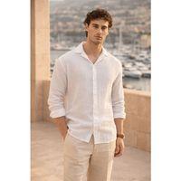 Apaş Yaka  Oversize Müslin Kumaş Gömlek - Beyaz