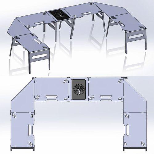 Kamp Ayısı® UniBase™ Modüler Katlanır Kamp Masası, 2mm Galvaniz Çelik, Çantalı