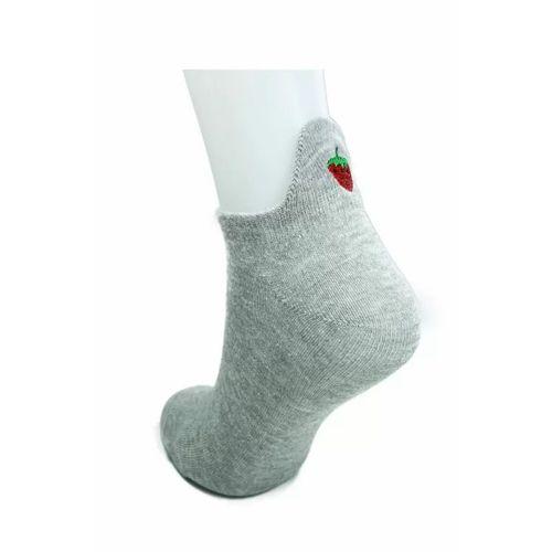 6 Çift Çilek Nakış Baskılı Pamuklu Yumuşak Kadın Bilek Çorap