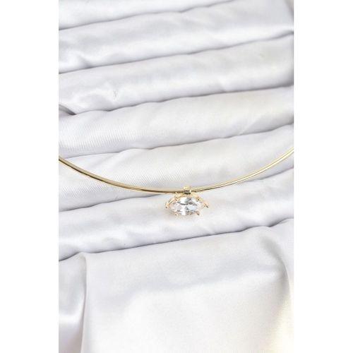 Pirinç Gold Renk Choker Model Zirkon Taşlı Kadın Kolye