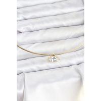 Pirinç Gold Renk Choker Model Zirkon Taşlı Kadın Kolye