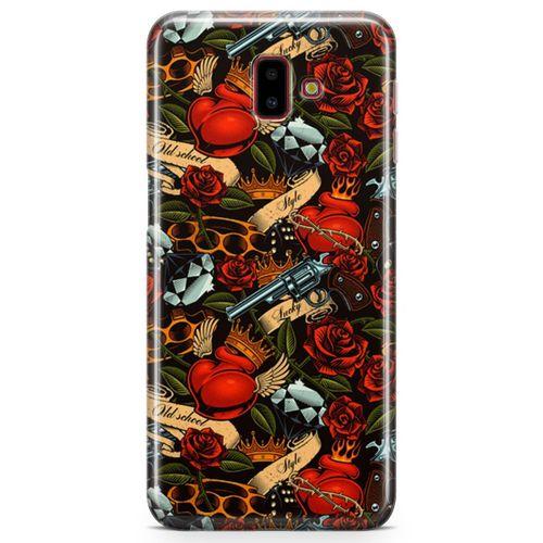 Samsung Galaxy J6 Plus Kılıf Geçici Dövme Arka Kapak Koruma Desenli Full Koruyucu