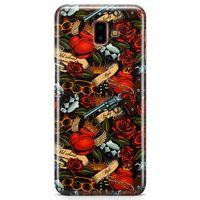 Samsung Galaxy J6 Plus Kılıf Geçici Dövme Arka Kapak Koruma Desenli Full Koruyucu