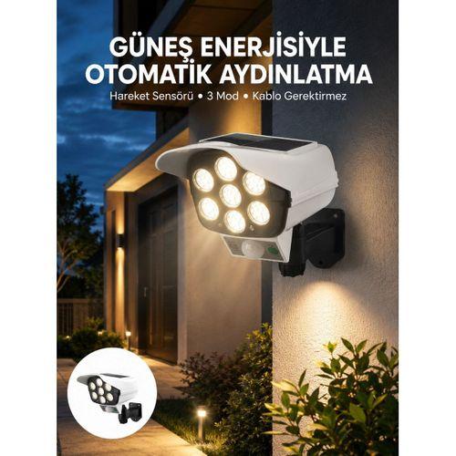 Uzaktan Kumandalı Güneş Enerjili Led Güvenlik Lambası Kamera Tipi Hareket Sensörlü Yeni Nesil