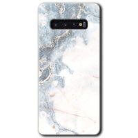 Galaxy S10 Kılıf HD Desen Baskılı Arka Kapak - White Marble + Kırılmaz Cam