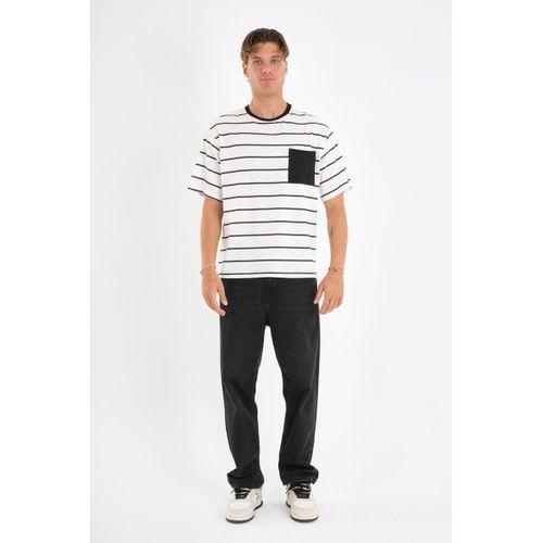 ALEXANDERGARDI Cep Detaylı Bisiklet Yaka Çizgili T-shirt