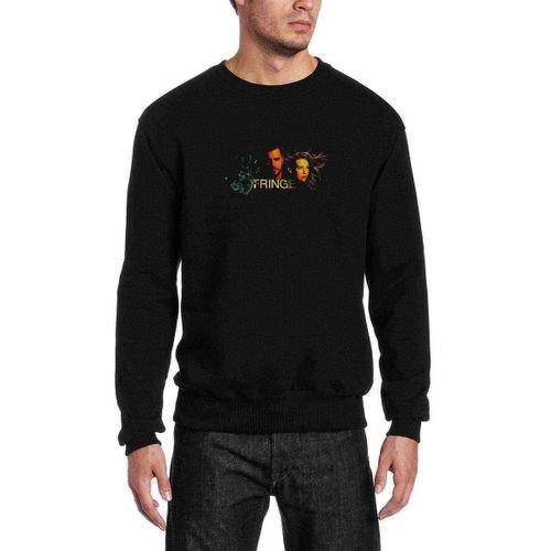 Fringe Baskılı Siyah Erkek Sweatshirt