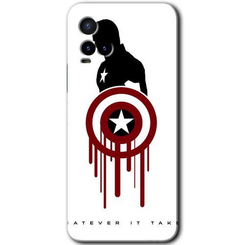 Vivo Y21s HD Baskılı Kılıf + 9D Tam Ekran Koruyucu - Captain Amerika