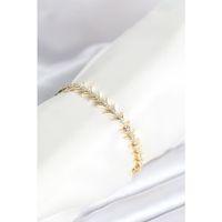 Pirinç Gold Renk Balık Sırtı Model Zirkon Taşlı Kadın Bileklik