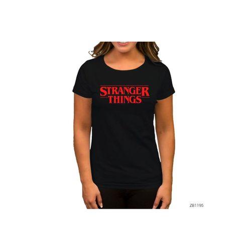 Stranger Things Logo Siyah Kadın Tişört