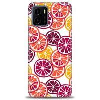 Vivo Y21S Kılıf HD Baskılı Kılıf - Bordo Limon Dilimleri + Tam Ekran Koruyucu