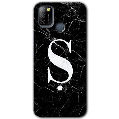 İnfinix Smart 5 Kılıf HD Desen Baskılı Arka Kapak - Siyah Mermer Desenli Ş Harfi