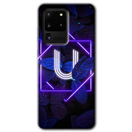 Potkal Hediye Fabrikası Samsung Galaxy S20 Ultra Kılıf HD Desen Baskılı Arka Kapak - Dark Neon Yaprak U Harfi