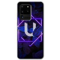 Potkal Hediye Fabrikası Samsung Galaxy S20 Ultra Kılıf HD Desen Baskılı Arka Kapak - Dark Neon Yaprak U Harfi