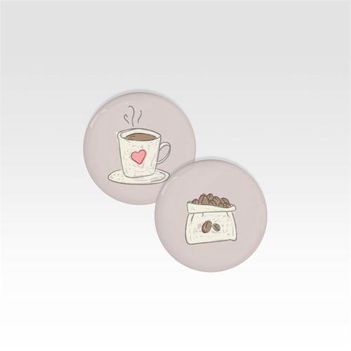Kahve Temalı İğneli Rozet 2'li Set (44 mm) 1