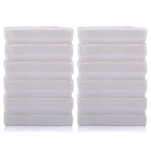 2 Adet Seramik Diş Fırçalık Kare Çizgili Model 8X6X11Cm Banyo Seti