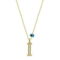 Lucky Life 925 Ayar Gumuss  Nazar Gold  İ Harfi Lucky Life Lucky Life Kadın Kolye