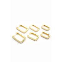 6'lı Taşlı Dikdörtgen Küpe - Altın