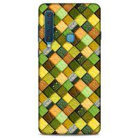 Samsung Galaxy A9 2018 Kılıf Patchwork (49) Ultra Silikon Kılıf Sarı Yeşil
