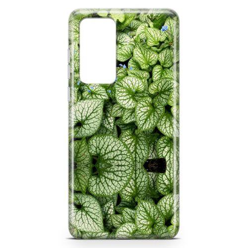 Huawei P40 Kılıf Mavi Çiçekli Yapraklar Arka Kapak Koruma Desenli Full Koruyucu
