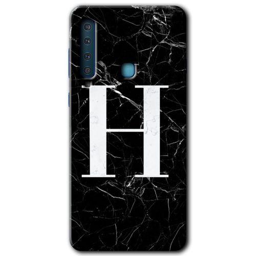 Potkal Hediye Fabrikası Samsung Galaxy A9 2018 Kılıf HD Desen Baskılı Arka Kapak - Siyah Mermer Desenli H Harfi