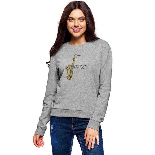 Only Jazz Baskılı Gri Kadın Sweatshirt