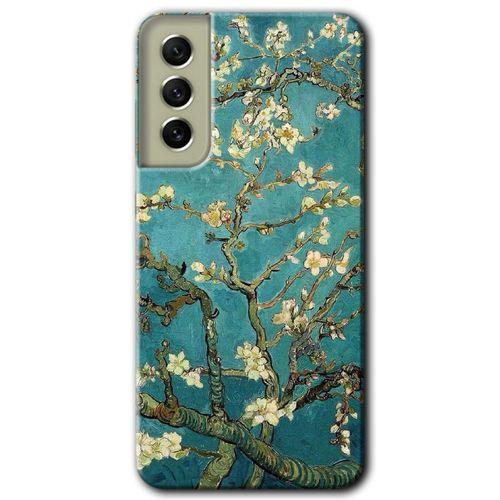 Galaxy S21 FE Kılıf HD Desen Baskılı Arka Kapak - Almond Blossom + Kırılmaz Cam