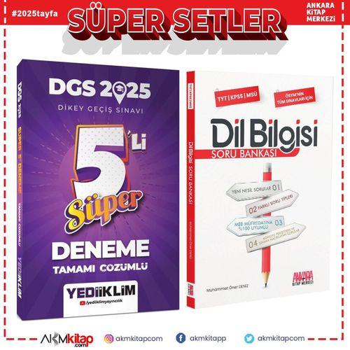 Yediiklim 2025 DGS Tamamı Çözümlü Süper 5 li Deneme ve AKM Dil Bilgisi Soru Bankası Seti 2 Kitap