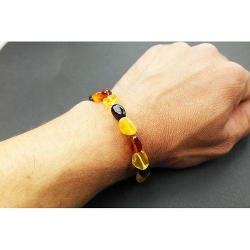 Gökkuşağı Doğal Kesim Damla Kehribar Yetişkin Bileklik