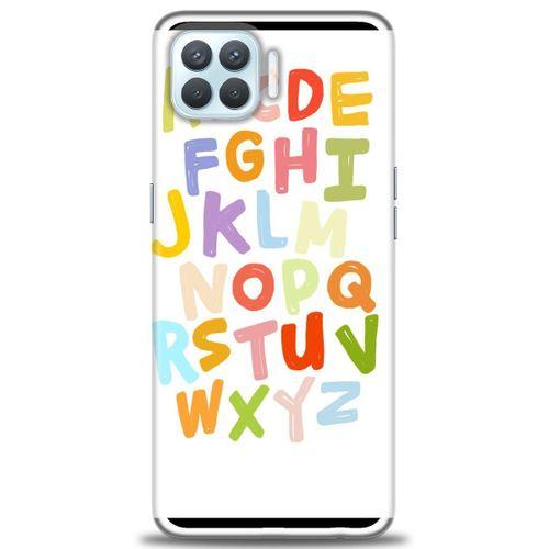 Oppo Reno 4 Lite Kılıf HD Baskılı Kılıf - Alfabe + Tam Ekran Koruyucu